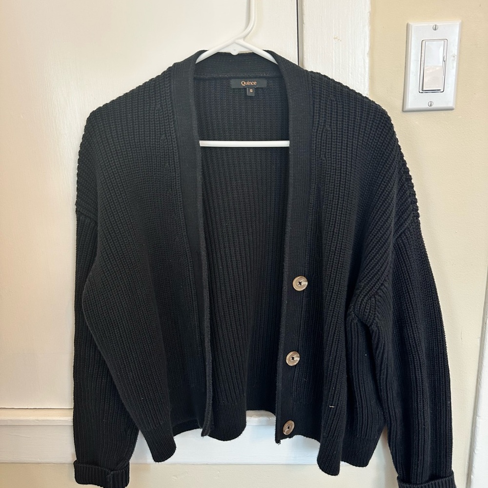 Quince Black Women's Cardigan Sweater